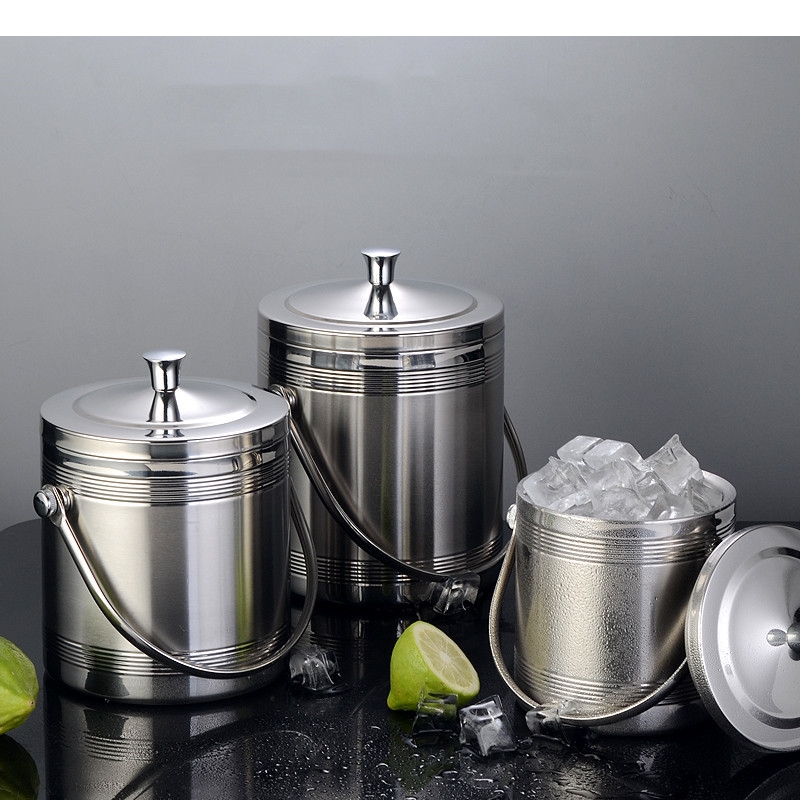 Whisky Beer And Wine - Verdikte roestvrijstalen dubbellaagse ijsemmer Draagbare drankbar