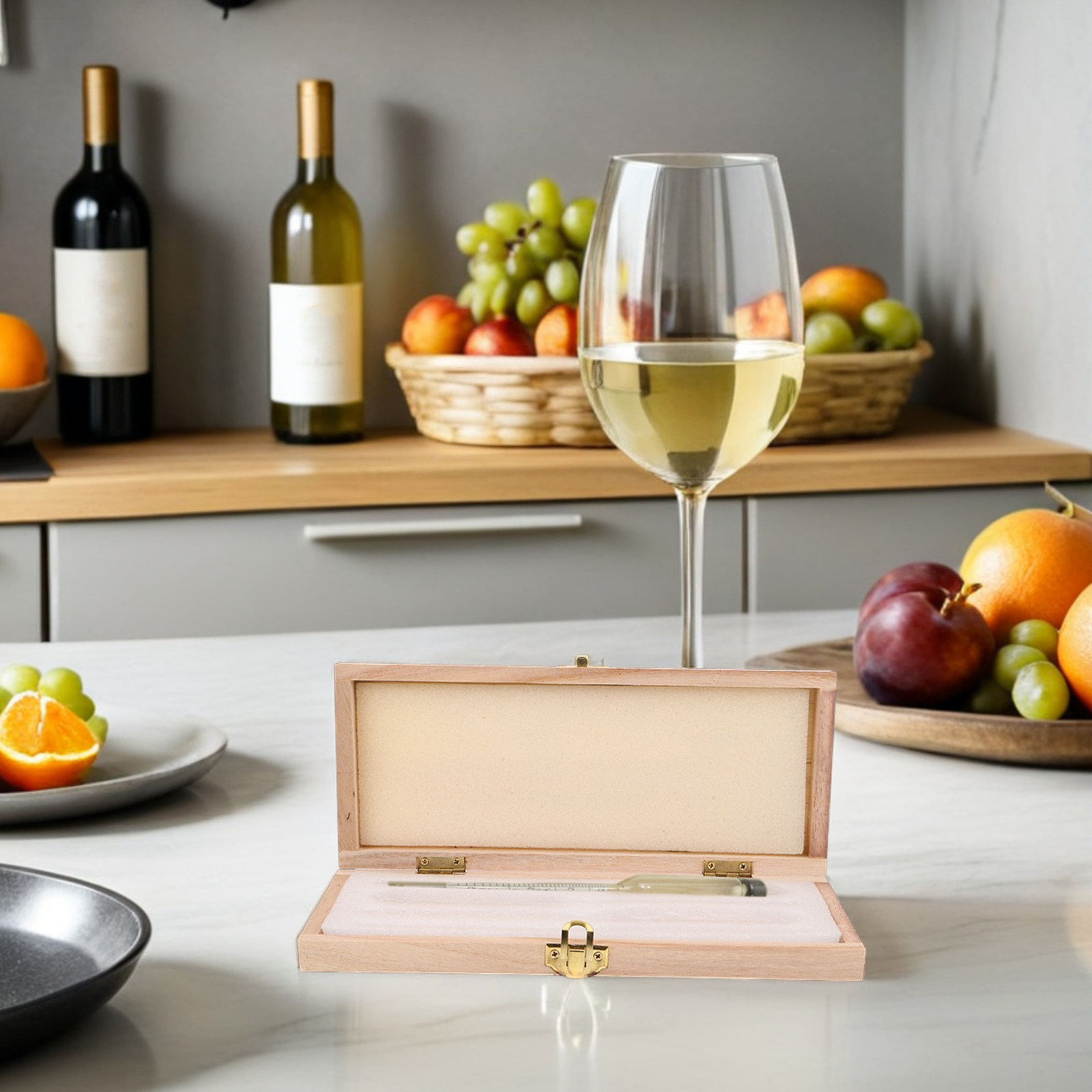 Wine Beer Spirits - Houten opbergdoos voor hydrometers, met schuimrubberen