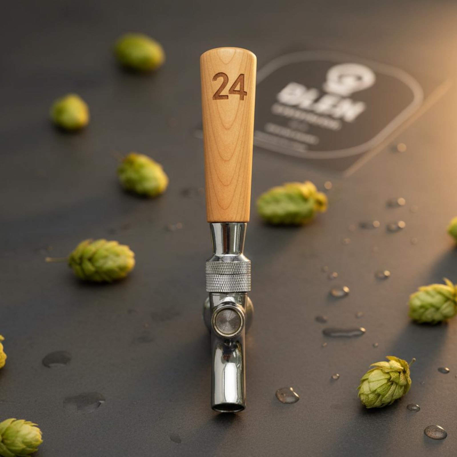 Wine In Beer - Korte houten biertapgreep van massief hout,