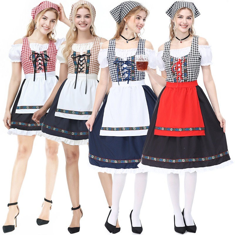 Beer & Wine Downtown - Duitse Beierse Dirndl-kostuum voor vrouwen Off-shoulder